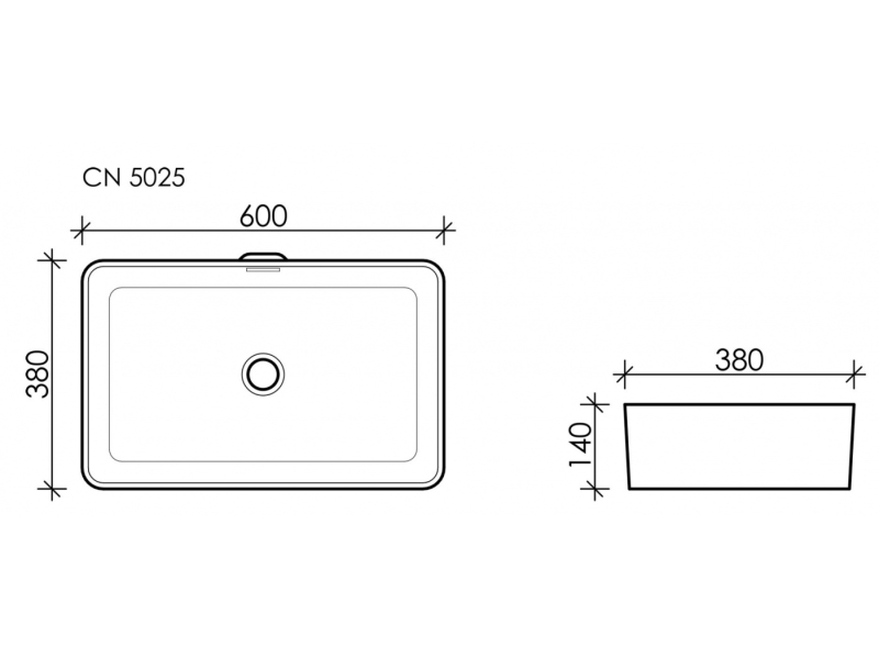 Купить Раковина Ceramica Nova Element CN5025 60 x 38 x 14 см, накладная, прямоугольная, с переливом