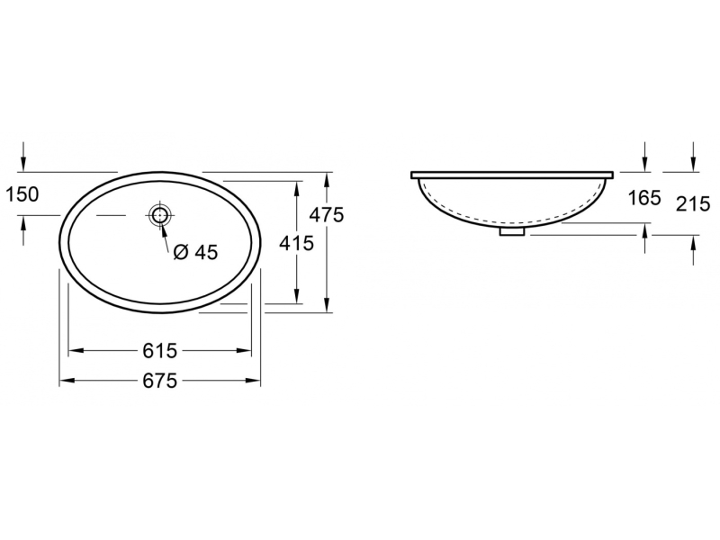 Купить Раковина Villeroy&Boch Evana, 61.5 x 41.5 см, встраиваемая снизу, с переливом, альпийский белый, 61440001