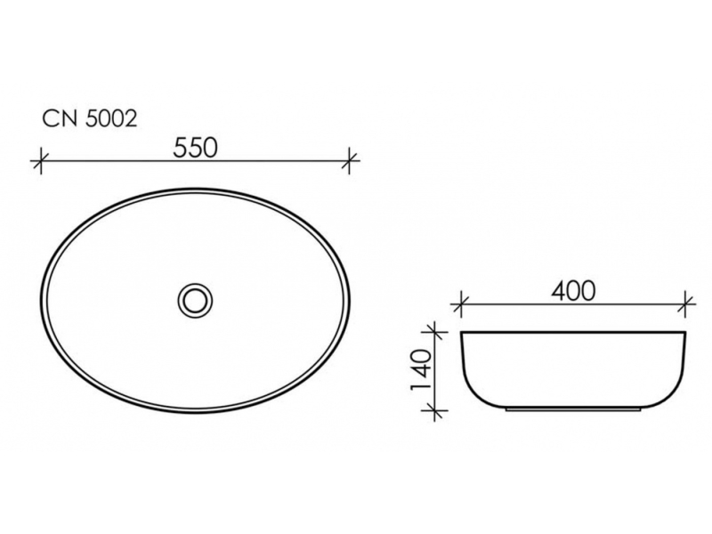 Купить Раковина Ceramica Nova CN5002 55 x 40 x 14 см, накладная, овальная, без перелива