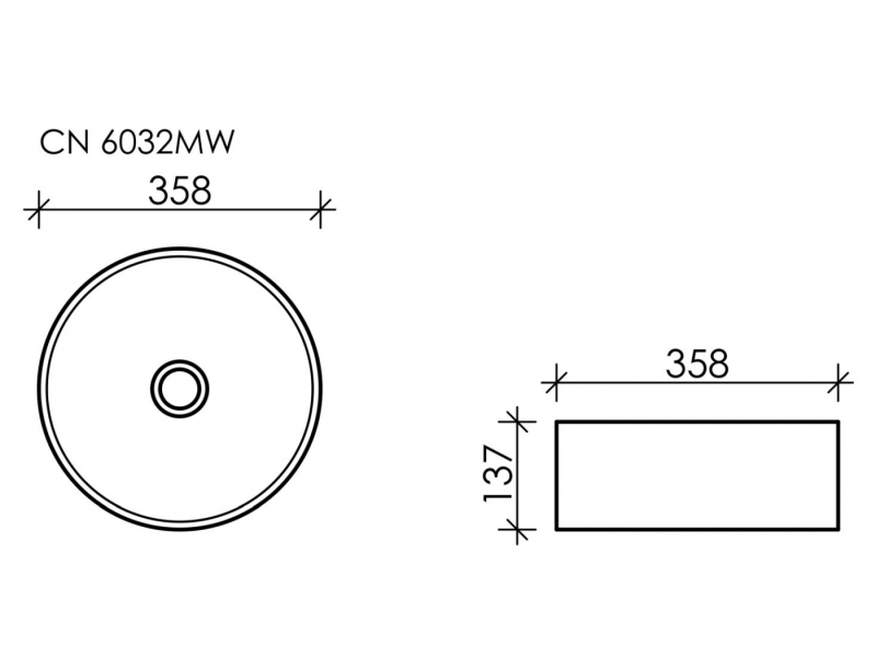 Купить Раковина Ceramica Nova Element CN6032MW 35.8 x 35.8 x 13.7 см, накладная, круглая, без перелива