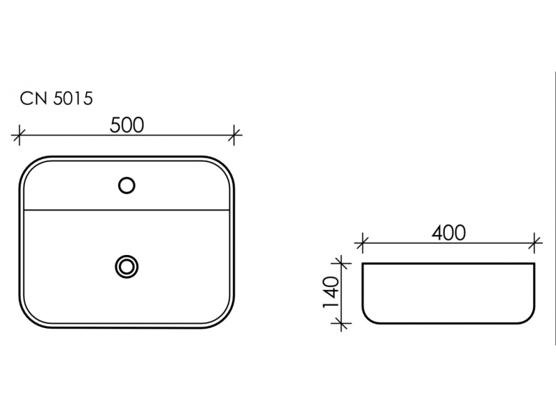 Купить Раковина Ceramica Nova Element CN5015 50 x 40 x 14 см, накладная, прямоугольная, без перелива