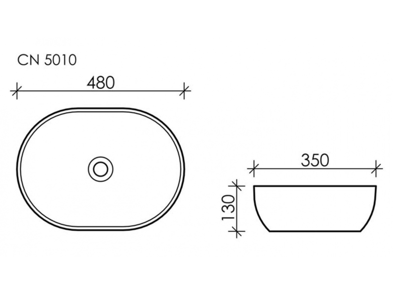 Купить Раковина Ceramica Nova CN5010 48 x 35 x 13 см, накладная, овальная, без перелива