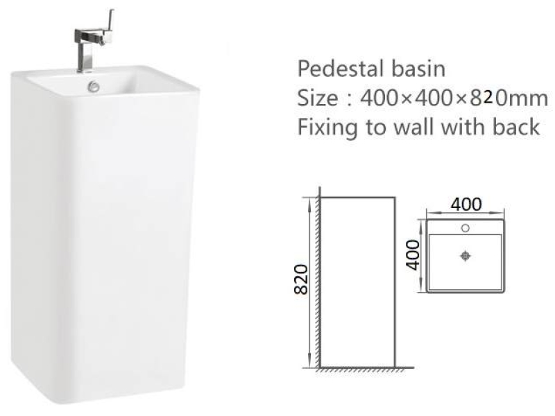 Купить Раковина CeramaLux Серия N P7004LB напольная, черный глянцевый