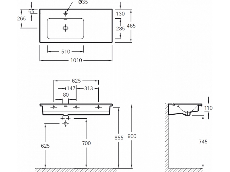 Купить Раковина Jacob Delafon Vox EXAC112-00, крыло справа