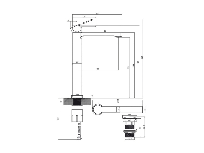 Купить Смеситель для раковины Villeroy&Boch Architectura TVW10300500061 с донным клапаном