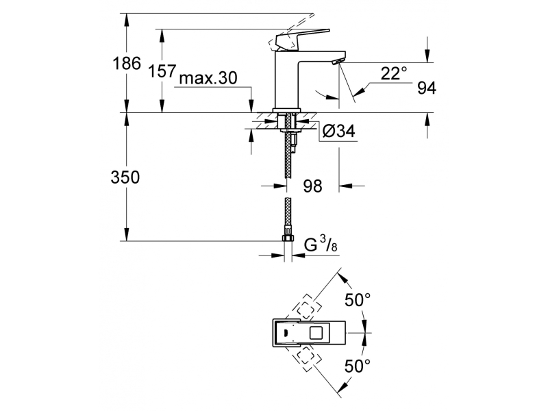 Купить Смеситель Grohe Eurocube 23132000 для раковины, S-Size