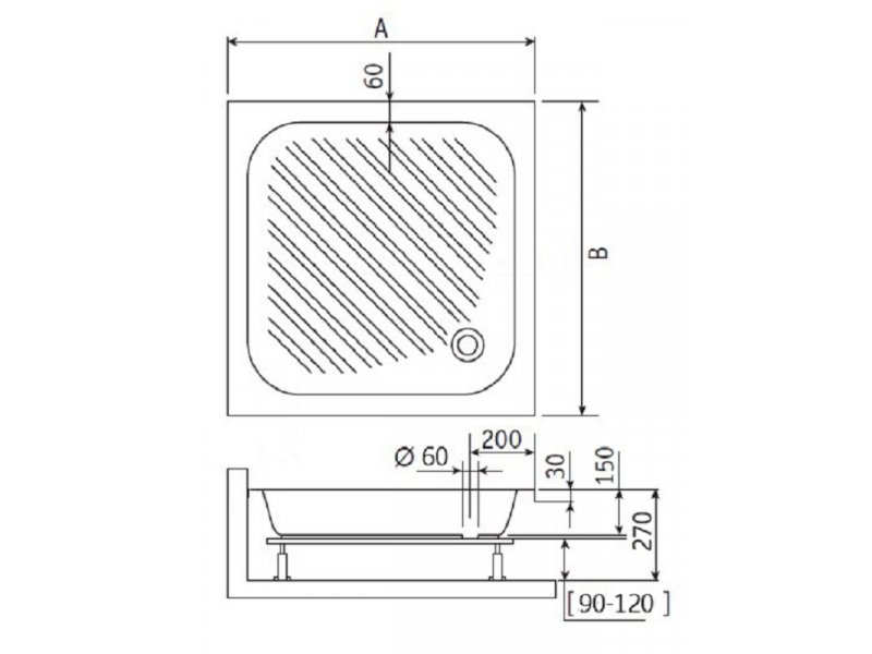 Купить Душевой поддон RGW B/CL-S 16180199-51-A 90 x 90 см акриловый, квадратный, цвет белый