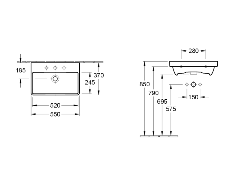 Купить Раковина Villeroy&Boch Avento, 55 х 37 см, подвесная, альпийский белый, 4A005