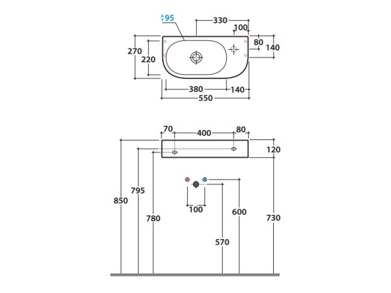 Купить Раковина подвесная Globo Forty3 SCT55.BI*0, 55 х 27 см, белая