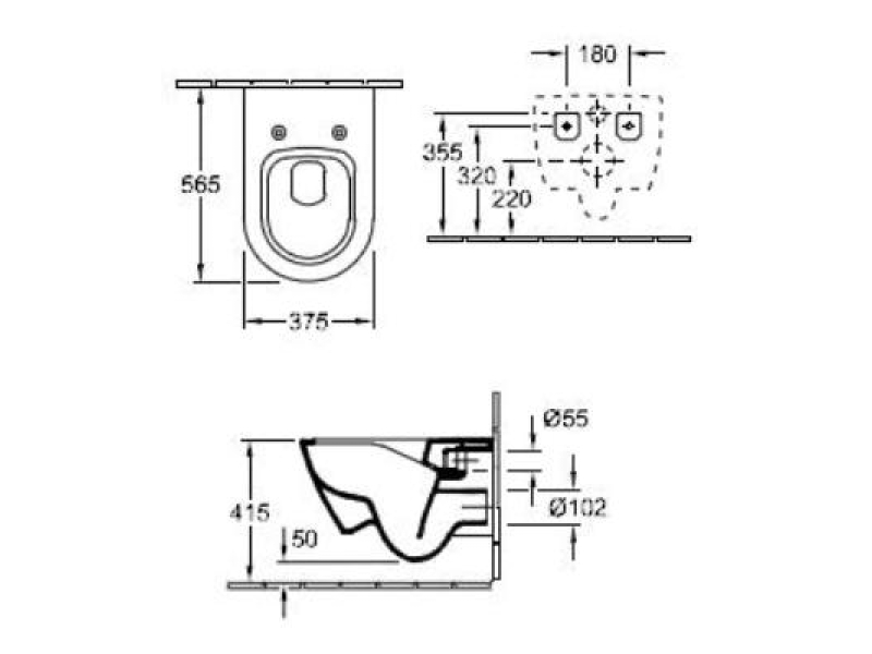 Купить Подвесной безободковый унитаз Villeroy&Boch Subway 2.0 5614 R001, альпийский белый