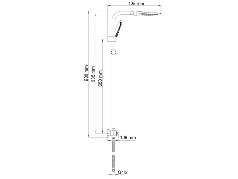 Купить Душевая стойка WasserKRAFT А045 с верхним душем 246*190 мм, хром