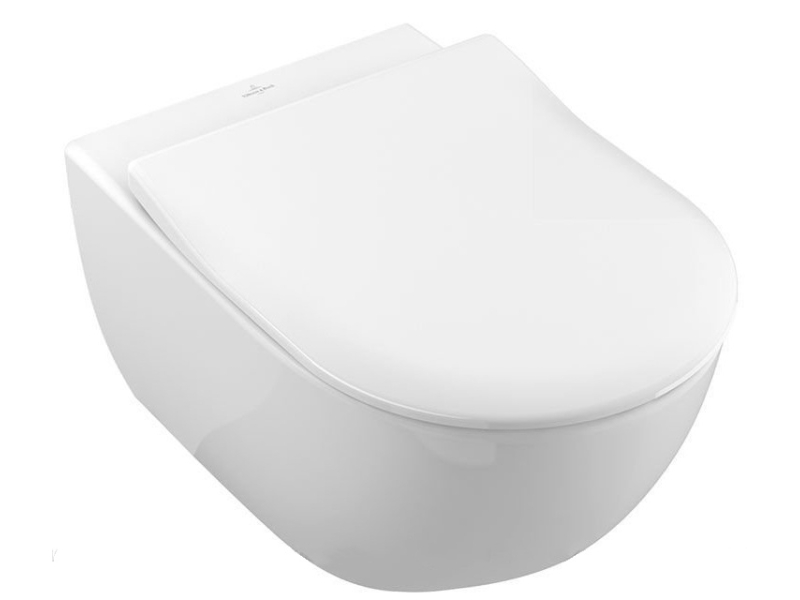 Купить Подвесной безободковый унитаз Villeroy&Boch Subway 2.0 5614R2R1 с покрытием CeramicPlus с крышкой-сиденьем Slimseat с микролифтом, альпийский белый