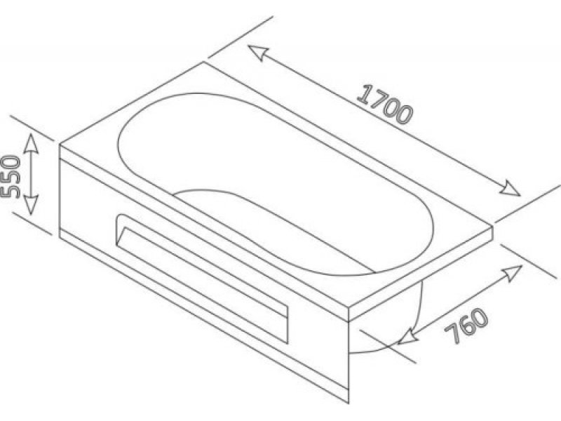 Купить Ванна акриловая Appollo, TS-1702Q с ручками, 170 х 75 см