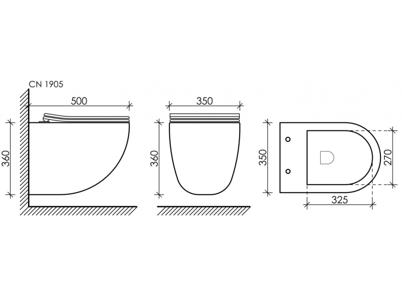 Купить Подвесной унитаз Ceramica Nova Mono Rimless CN1905 35 x 50 x 36 см безободковый, с сиденьем Soft Close