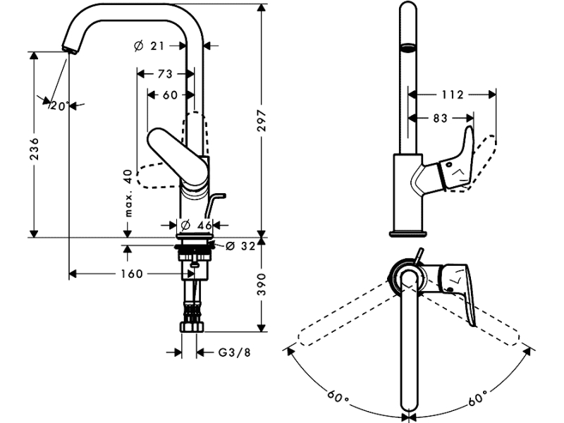 Купить Смеситель для раковины Hansgrohe Focus Е2, хром, 31609000