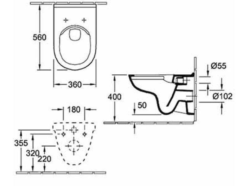 Купить Подвесной безободковый унитаз с сиденьем Soft-Close и с покрытием CeramicPlus, Villeroy&Boch O.novo 5660HRR1, альпийский белый