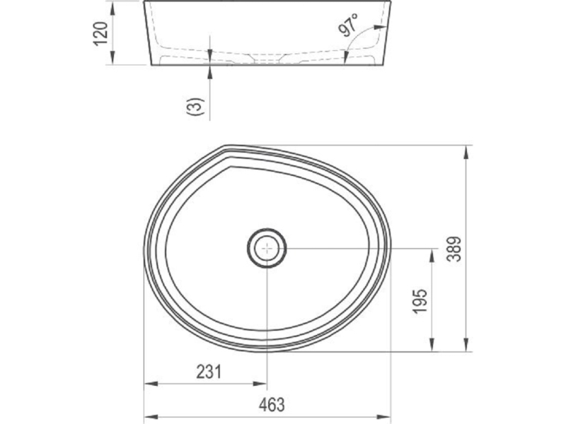 Купить Раковина Ravak Moon 3, 46,3 х 38,9 см, цвет белый, XJN01300004