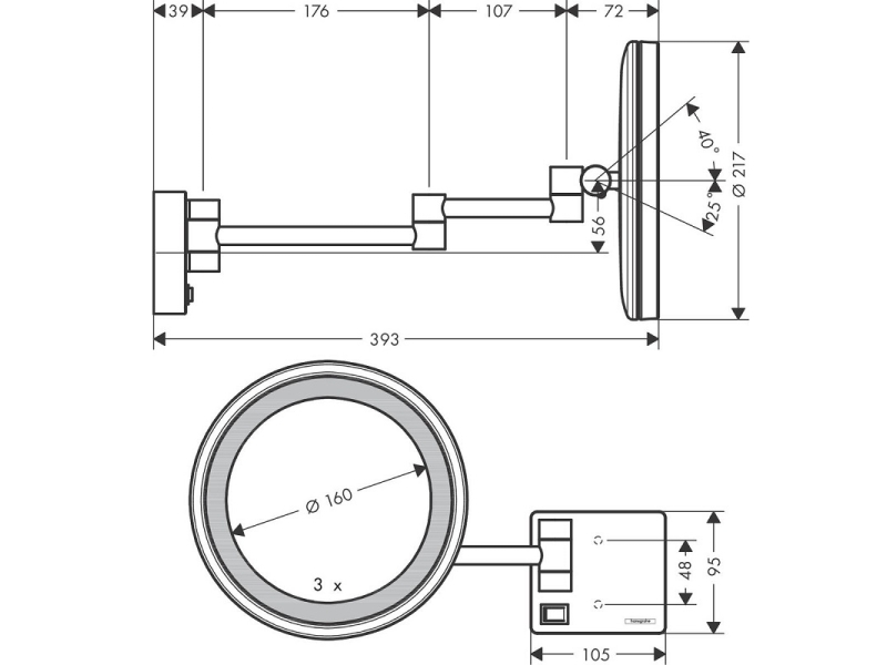 Купить Косметическое зеркало Hansgrohe AddStoris, с подсветкой, золото, 41790990