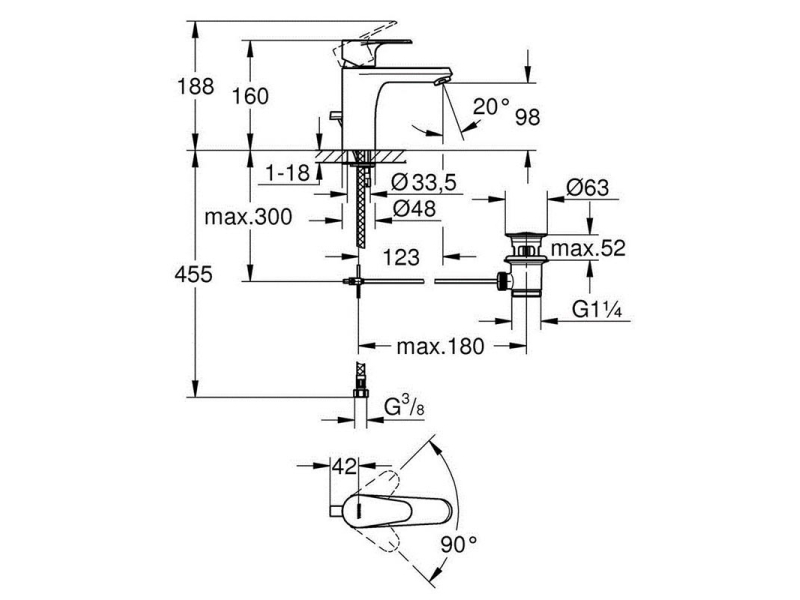 Купить Смеситель для раковины Grohe Vigour 75140326, с донным клапаном, хром