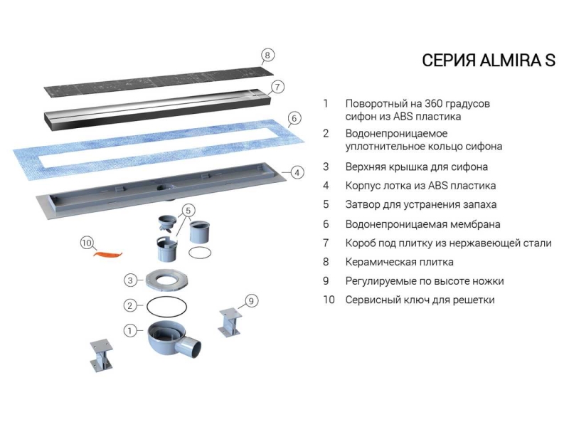 Купить Душевой лоток Vincea Almira-S SAY.602.60.S.U, 60 см, под плитку