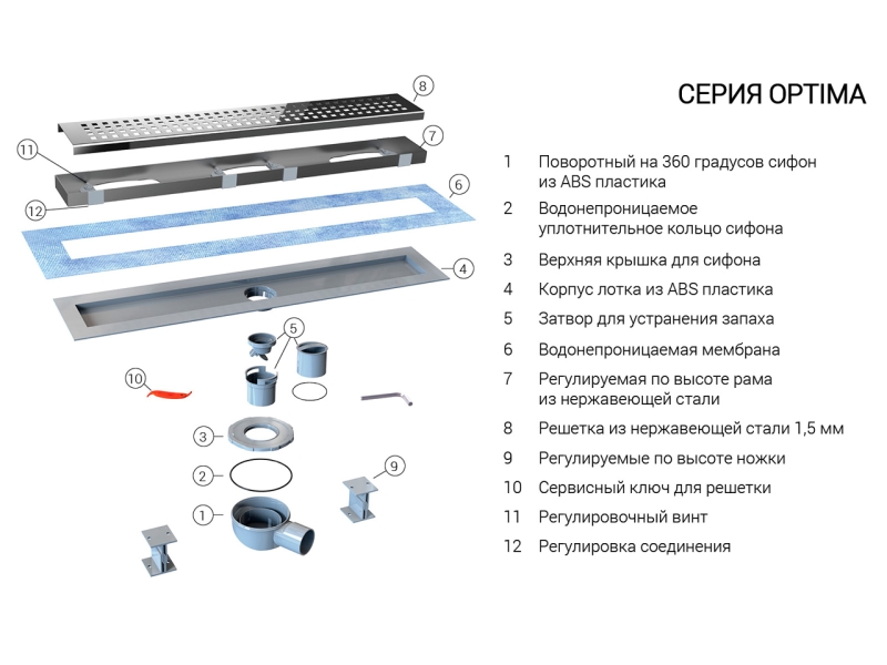 Купить Душевой лоток Vincea Optima SAY.601.80.B.M.S.PITI, 80 см, черный матовый