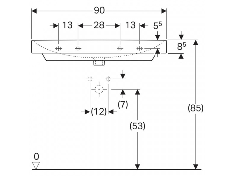 Купить Раковина Geberit Smyle Square 500.251.01.1, 90 х 48 см, белая