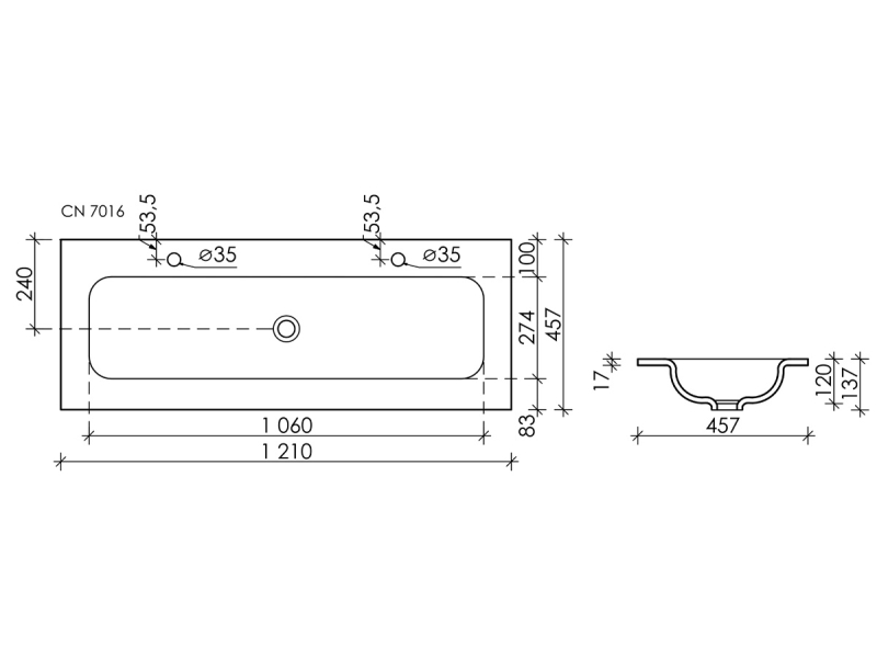 Купить Раковина Ceramica Nova Element встраиваемая, 121 х 45.7 см, белый, CN7016