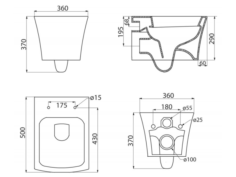 Купить Подвесной безободковый унитаз BelBagno Regina, белый, P-trap BB104CH