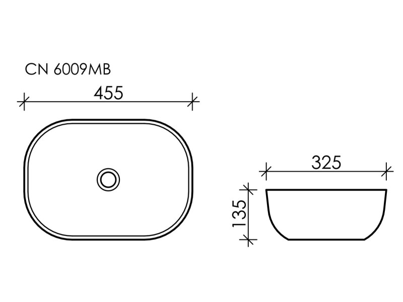 Купить Раковина Ceramica Nova Element накладная, 45.5 х 32.5 см, черный матовый, CN6009MB