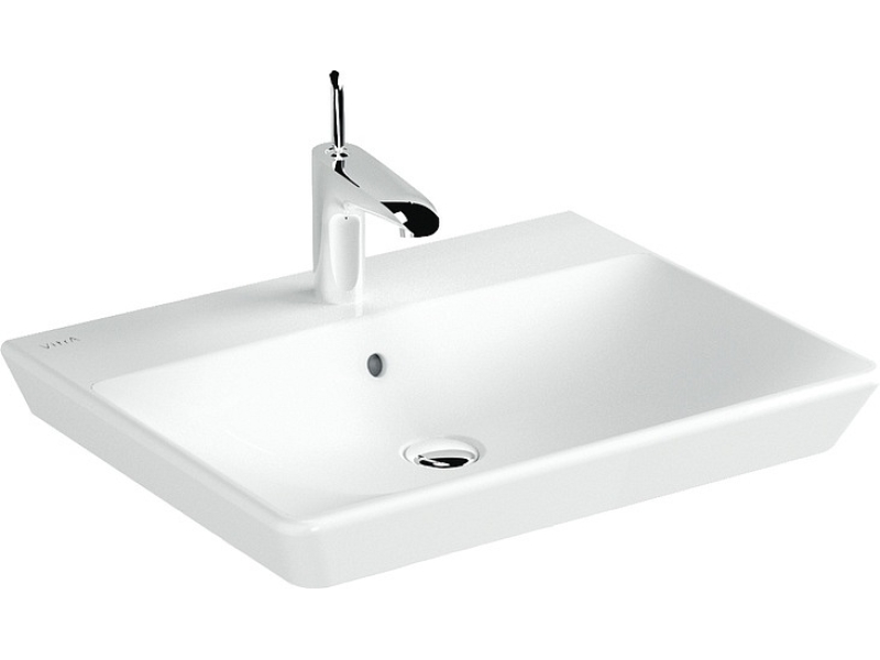 Купить Раковина Vitra T4 4451B003-0001 60 см подвесная, 1 отверстие для смесителя, с переливом