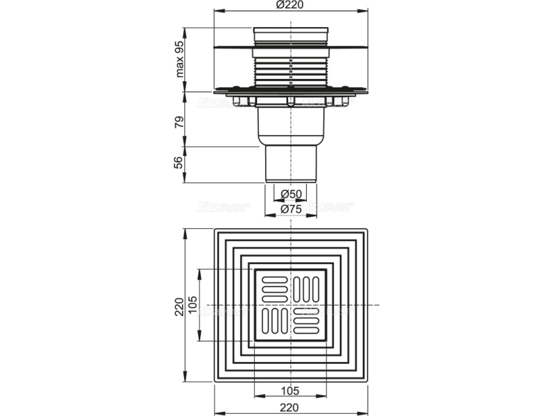 Купить Душевой трап AlcaPlast APV2324 с прямой подводкой