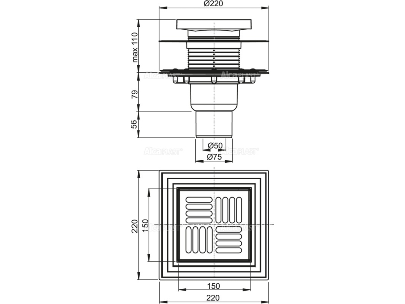 Купить Душевой трап AlcaPlast APV4444 с прямой подводкой