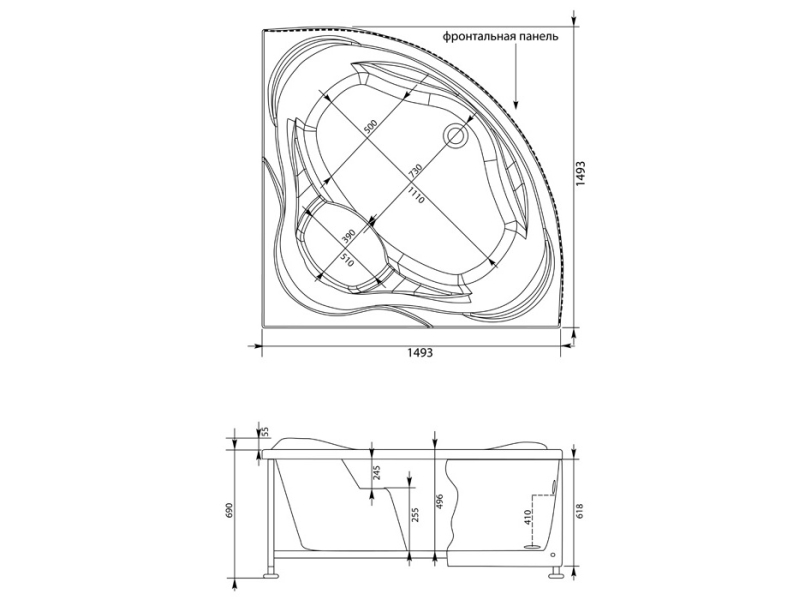 Купить Ванна акриловая Aquanet Malta New 150 x 150 см, цвет белый, 204003