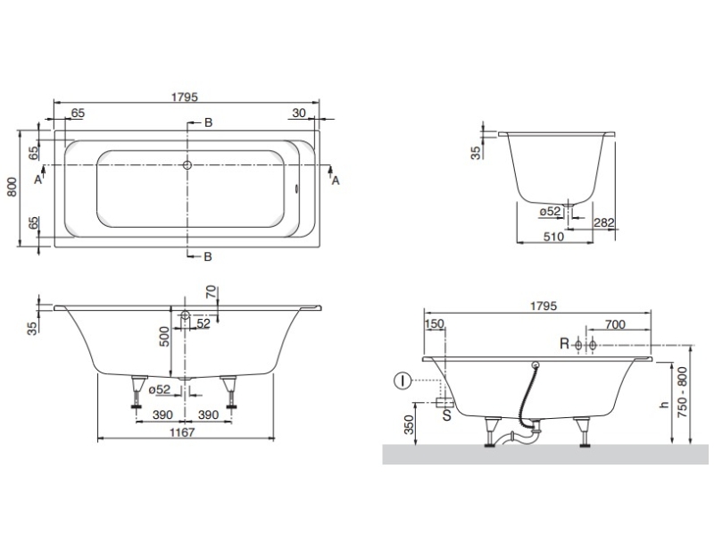 Купить Ванна Villeroy&Boch Omnia Architectura UBA180ARA2V-01 SOLO, 180 x 80 см, alpin UBA180ARA2V-01+90950461+U99740000