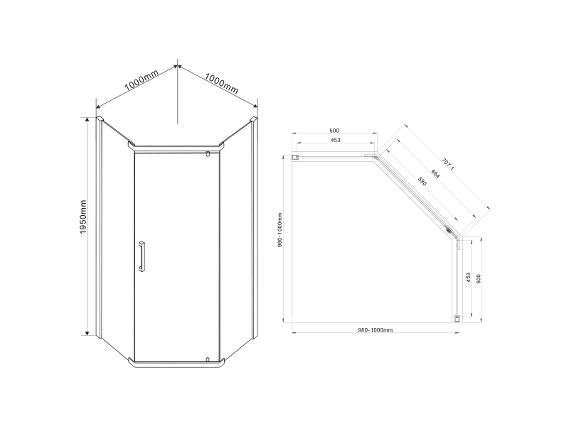 Купить Душевой уголок Vincea Stresa VSP-1S100CH, 100 x 100 см, пятиугольный, дверь распашная, стекло шиншилла, хром