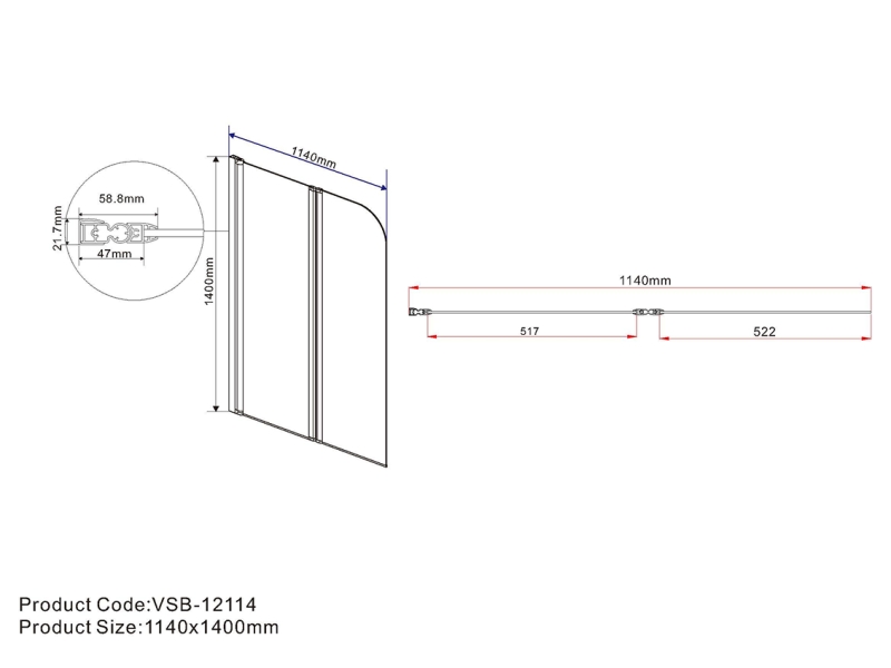 Купить Душевая шторка на ванну Vincea VSB-12114CH-L/R, 114 x 140 см, складная, стекло шиншилла, хром