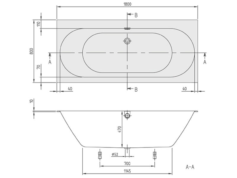 Купить Ванна квариловая Villeroy&Boch Oberon 2.0 180 x 80 см UBQ180OBR2DV-01