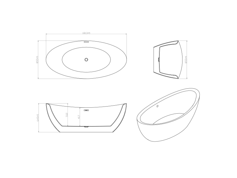 Купить Ванна акриловая Vincea VBT-203, 180 x 85 см, слив-перелив в комплекте, белый