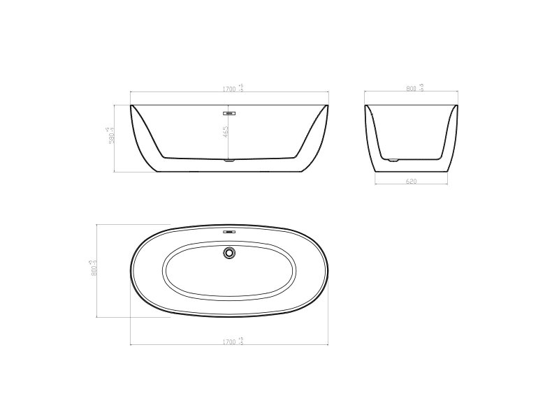 Купить Ванна акриловая Vincea VBT-205, 170 x 80 см, слив-перелив в комплекте, белый