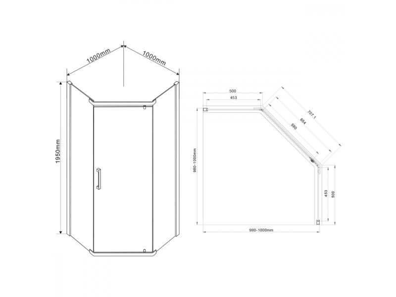 Купить Душевой уголок Vincea Stresa VSP-1S100CL, 100 x 100 см, пятиугольный, дверь распашная, стекло прозрачное, хром