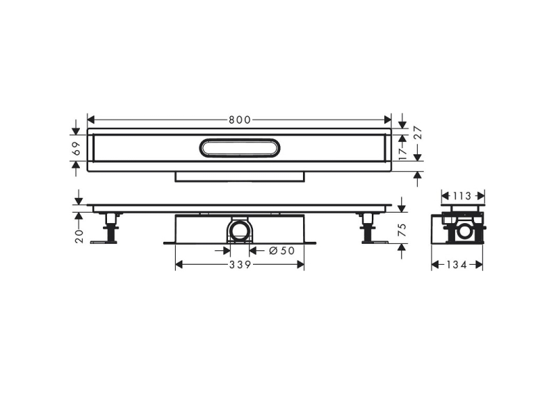 Купить Дренажный канал Hansgrohe uBox universal, 80 см, стандартный (не вровень с полом), 56024180