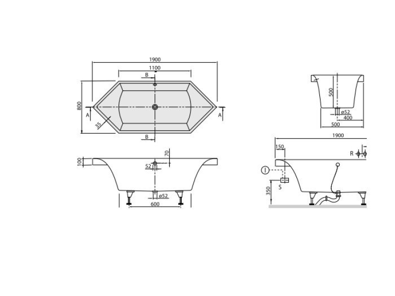 Купить Квариловая ванна Villeroy&Boch Squaro 190 x 80 см UBQ190SQR6V-01