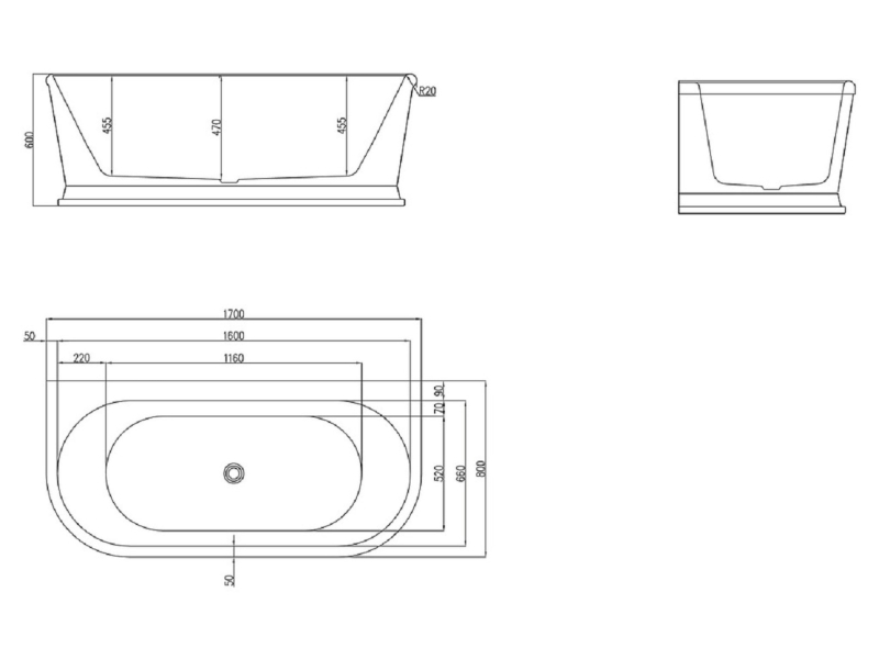 Купить Ванна акриловая BelBagno BB408-1700-800, 170 х 80 см