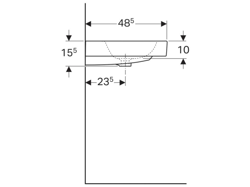 Купить Раковина Geberit iCon 124060000, 60 х 48,5 см, перелив и отверстие под смеситель по центру, белая