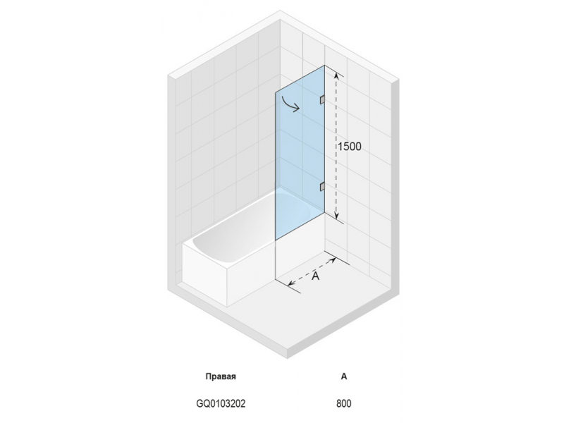 Купить Стеклянная шторка для ванны Riho Scandic Soft Q107 80 x 150 см, правая