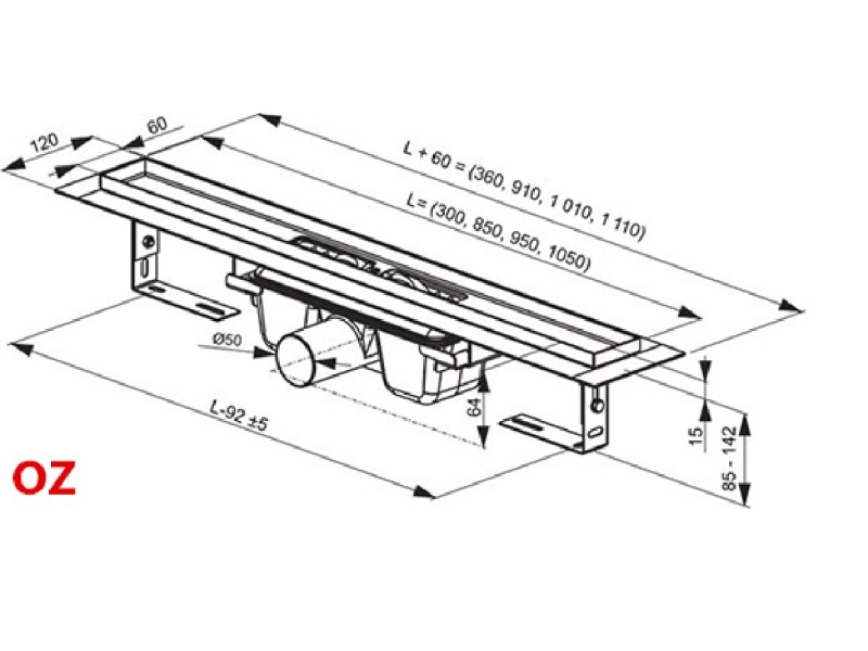 Купить Душевой канал Ravak OZ Chrome, 105 см, X01429