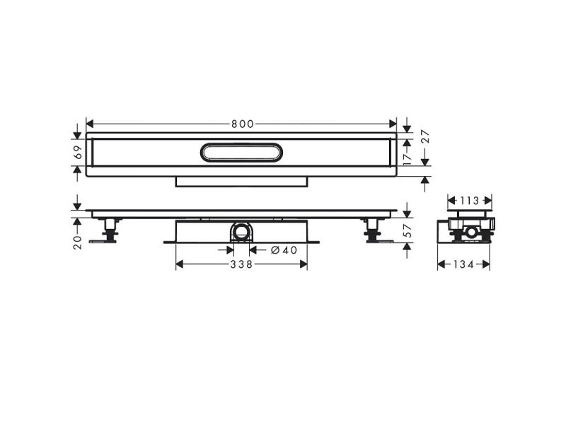 Купить Дренажный канал Hansgrohe uBox universal, 80 см, установка вровень с полом, 56018180