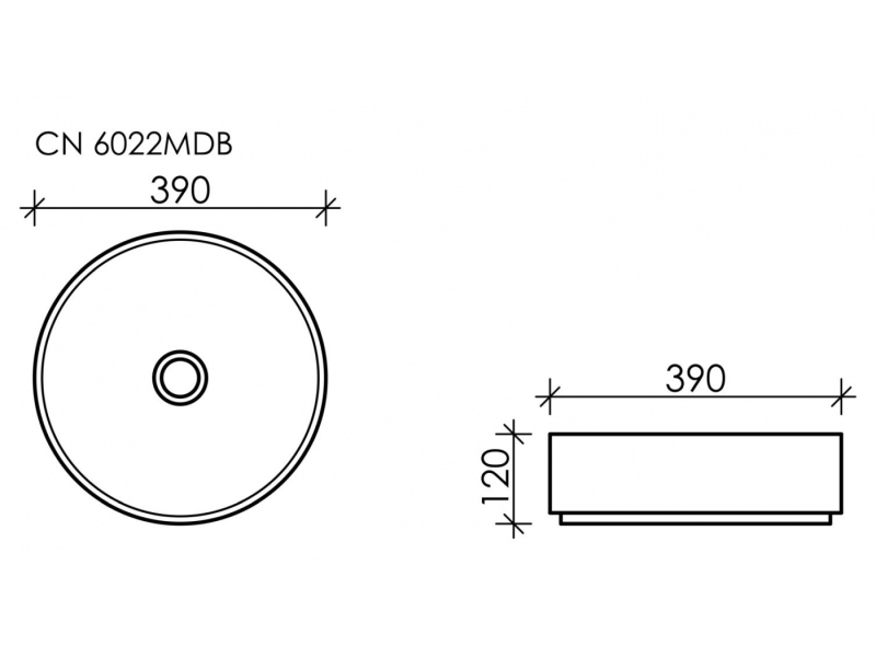 Купить Раковина Ceramica Nova Element CN6022MDB 39 x 39 x 12 см, накладная, круглая, без перелива