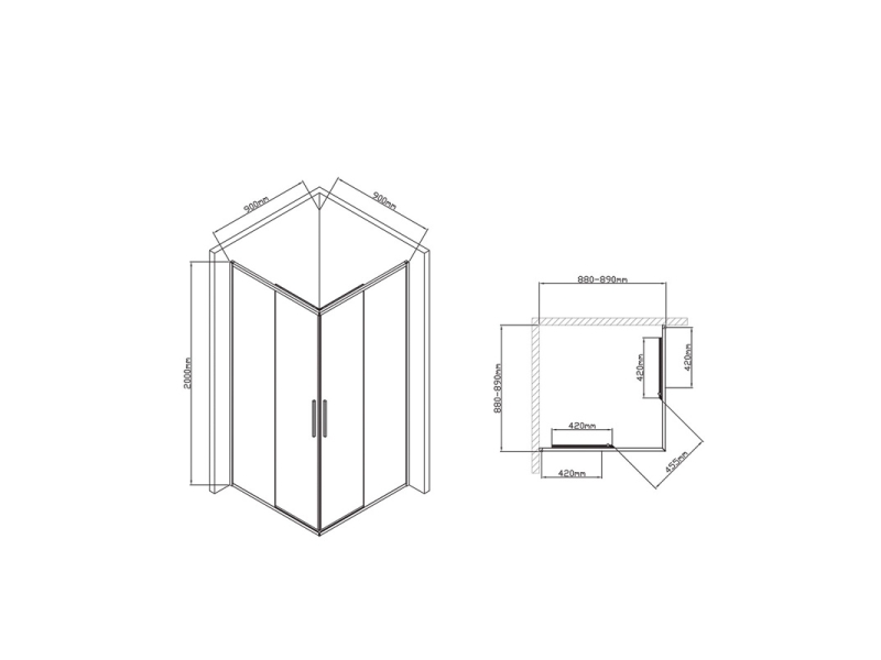 Купить Душевой уголок Vincea Slim-U 90 x 90 см, стекло прозрачное, профиль черный матовый, VSS-2SU900CLB