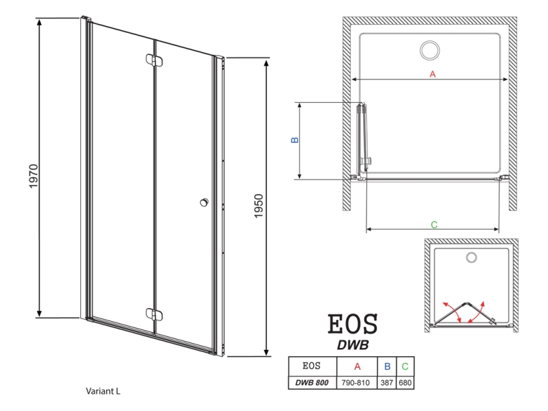 Купить Душевая дверь в нишу Radaway EOS DWB 80 прозрачное стекло L